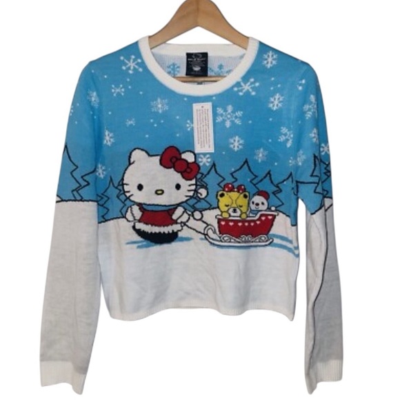 Sanrio Tops - Women’s NWT Sanrio Hello Kitty Cropped Christmas Pullover Sweater: M